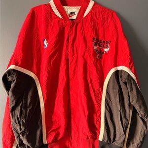 Nike Red Chicago Bulls Windbreaker with Black Sleeves